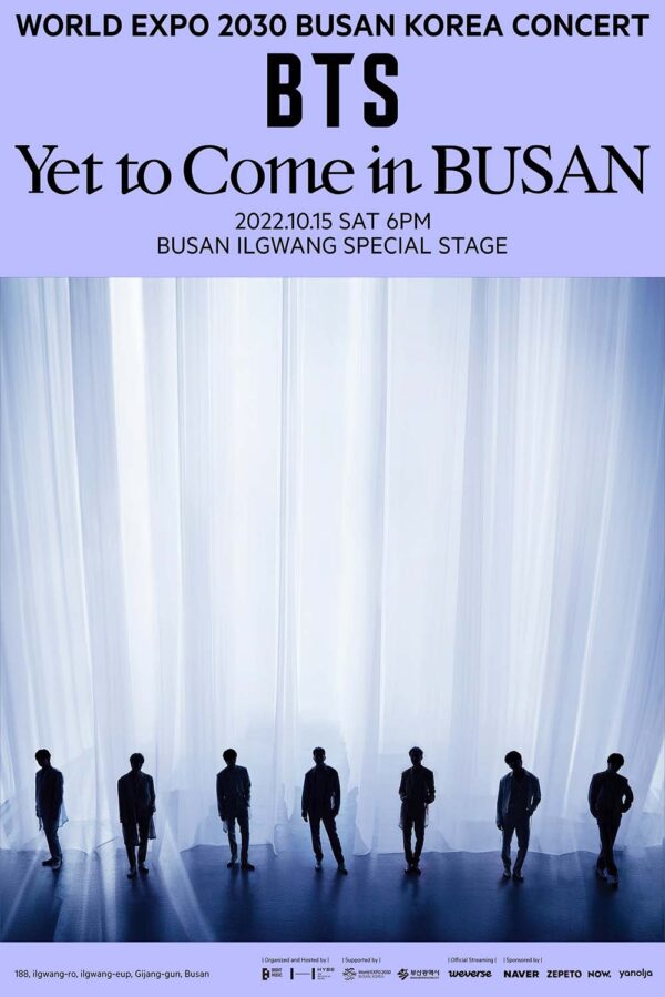 韓国コンサート【WORLD EXPO 2030 BUSAN KOREA CONCERT BTS Yet to Come in BUSAN】DVD